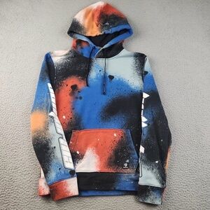 Hollister Blue Orange Black Spray-Print Pullover Hoodie